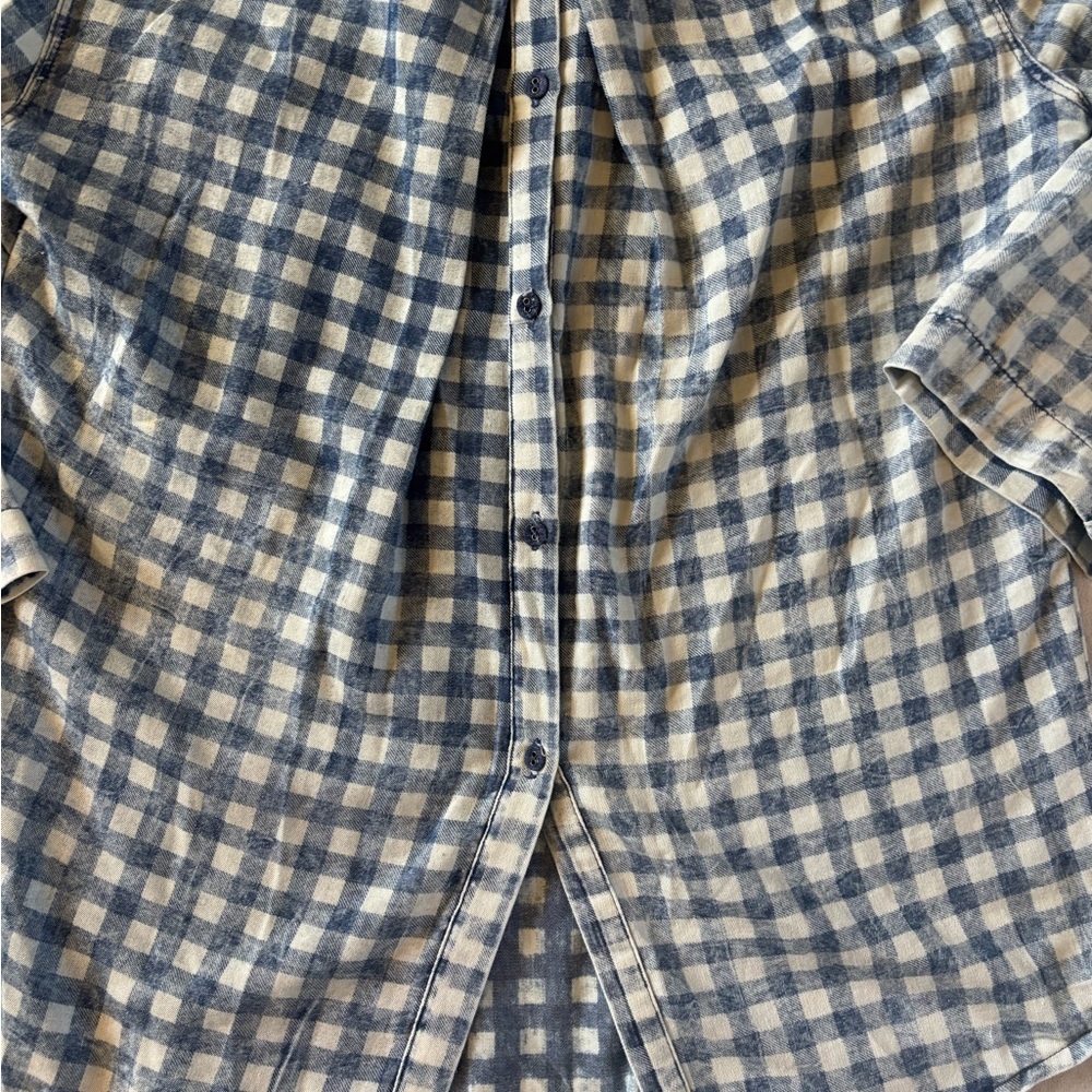 Blue & White Gingham Cotton Pullover Shirt | Back Button Detail | Casual XL - Picture 12 of 12